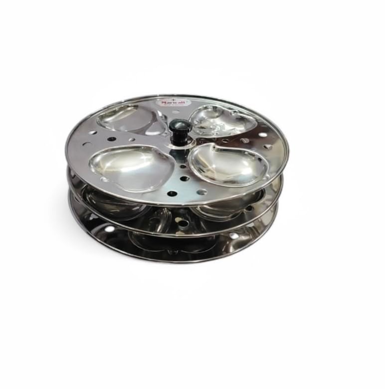 Marwall Stainless Steel 3 Layer Fruit Shaped Idli Plate and Stand - Image 1