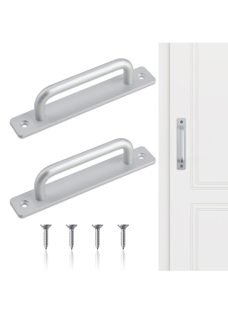 Excefore Sliding Door Handles, 2 Pcs Pull Push Door Handles, Stainless Steel Sliding Handles, Bathroom Kitchen Cupboard Cabinet Garage Shed Barn Gate Door Handles with Metal Plates (148mm x 25mm)  - Image 1