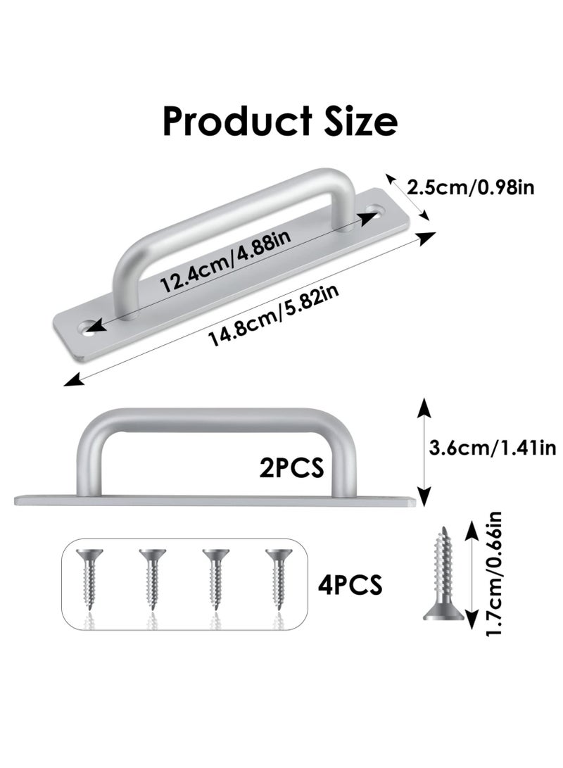 Excefore Sliding Door Handles, 2 Pcs Pull Push Door Handles, Stainless Steel Sliding Handles, Bathroom Kitchen Cupboard Cabinet Garage Shed Barn Gate Door Handles with Metal Plates (148mm x 25mm)  - Image 2