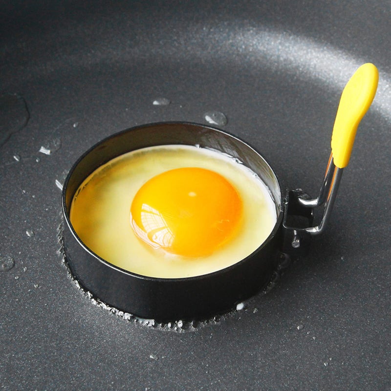 WE-CEF Egg Rings, Nonstick, Professional and Large, Stainless Steel, Black, Round, Set of 2 - Image 4