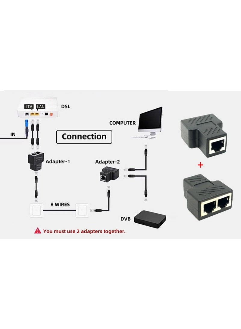 BreeJooy 2 Pack Adapter STP UTP Cat6 RJ45 8P8C Plug to Dual RJ45 Splitter Network Ethernet Patch Cord Adapter - Image 2