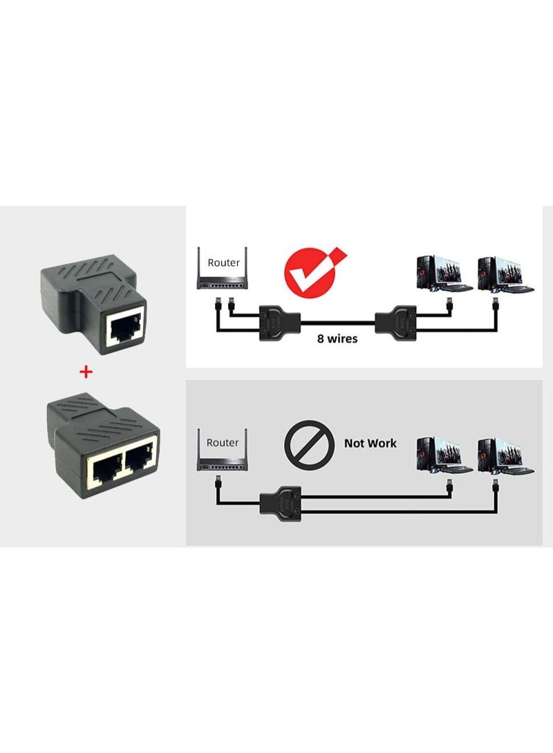 BreeJooy 2 Pack Adapter STP UTP Cat6 RJ45 8P8C Plug to Dual RJ45 Splitter Network Ethernet Patch Cord Adapter - Image 3