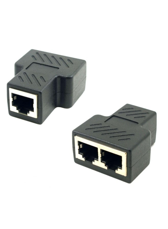 BreeJooy 2 Pack Adapter STP UTP Cat6 RJ45 8P8C Plug to Dual RJ45 Splitter Network Ethernet Patch Cord Adapter - Image 1