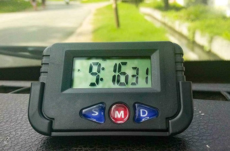 Red Champion Car Dashboard Small Digital Watch Smart Mini Digital LED Car Office Desk Alarm Clock with Date and Time for Table Desk Vehicle Alarm Clock with Calendar Timer Stopwatch Pack of 2