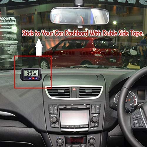 Red Champion Car Dashboard Small Digital Watch Smart Mini Digital LED Car Office Desk Alarm Clock with Date and Time for Table Desk Vehicle Alarm Clock with Calendar Timer Stopwatch Pack of 2