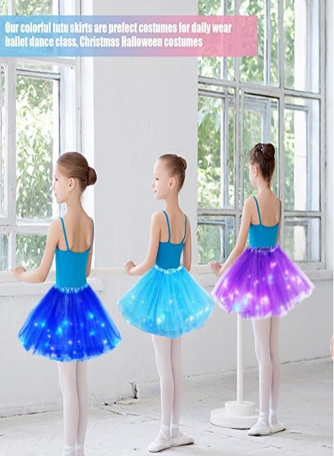 Bybyseno Girl Tutu Skirt, Light Up LED Ballet Tutu Skirt 2-8 Years Fluffy Ballet Dress Up Costume for Kids Party 3-Layer Multicolor Skirts (Purple) - Image 5