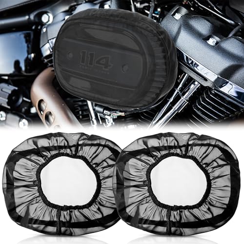 Meonum 2 Pack Air Filter Rain Sock Cover Compatible with Harley TouringFLHRFLHXDynaSoftail 114 Road King Waterproof Dustproof Heavy Breather Air Cleaner Protective Wrap Covers - Image 1