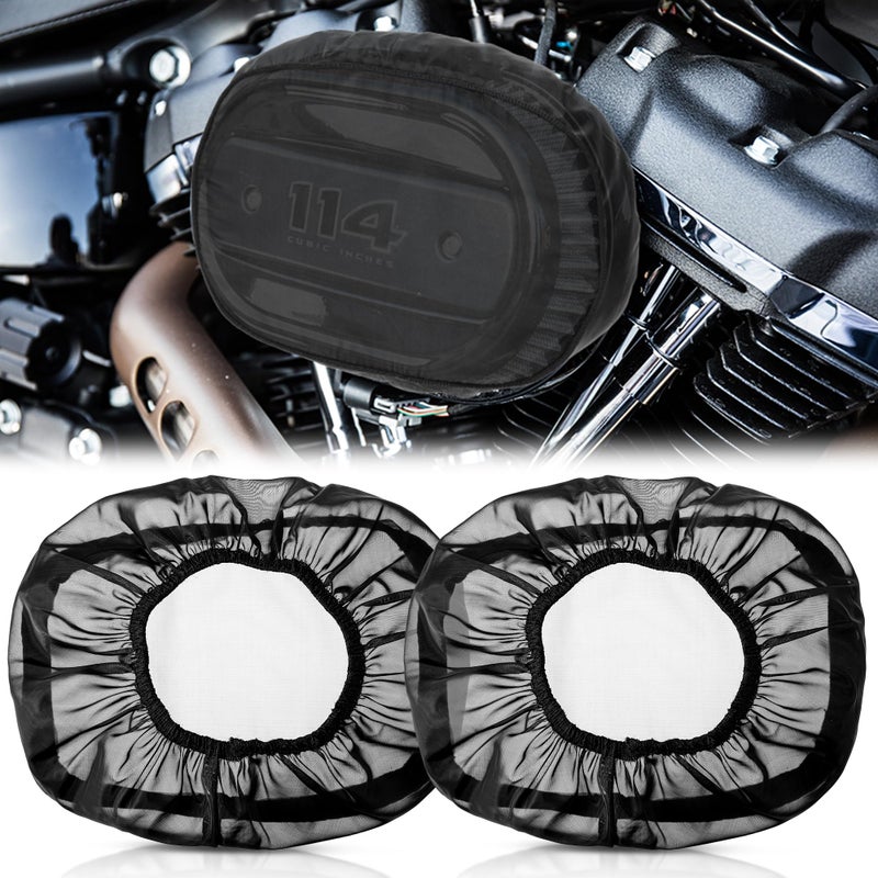 Meonum 2 Pack Air Filter Rain Sock Cover Compatible with Harley TouringFLHRFLHXDynaSoftail 114 Road King Waterproof Dustproof Heavy Breather Air Cleaner Protective Wrap Covers - Image 3
