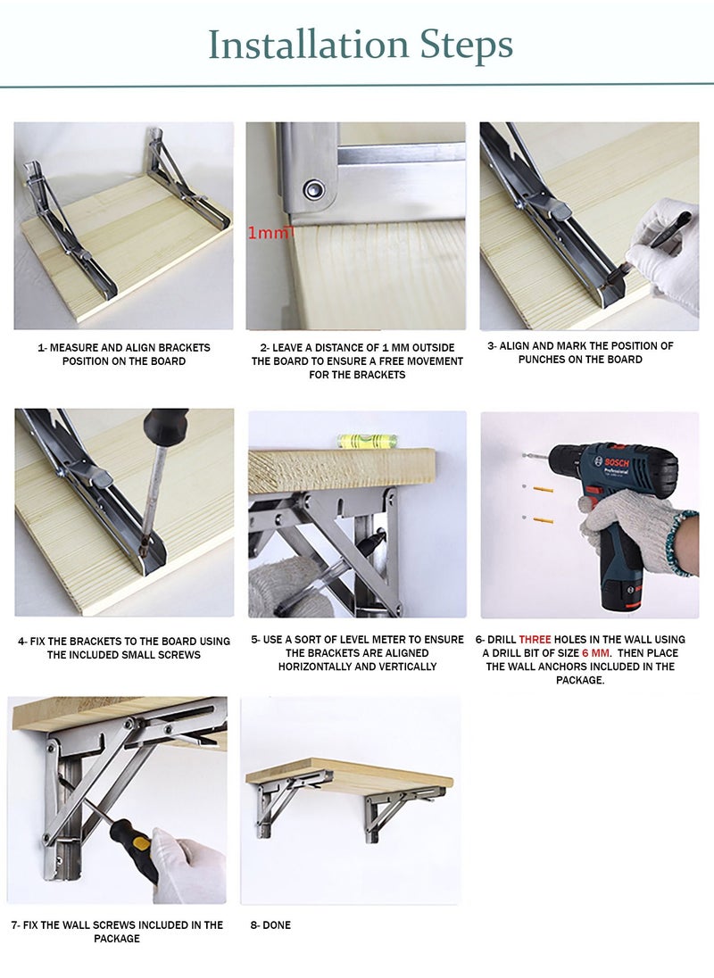 VIXEL Folding Stainless Steel Shelf Brackets 12 Inch for Shelf and Table Work Bench   2 piece Set - pzsku/Z359E59CCEAFCAA6809B2Z/45/_/1684067468/abefc92f-ab4d-4379-b646-16c1f0435464