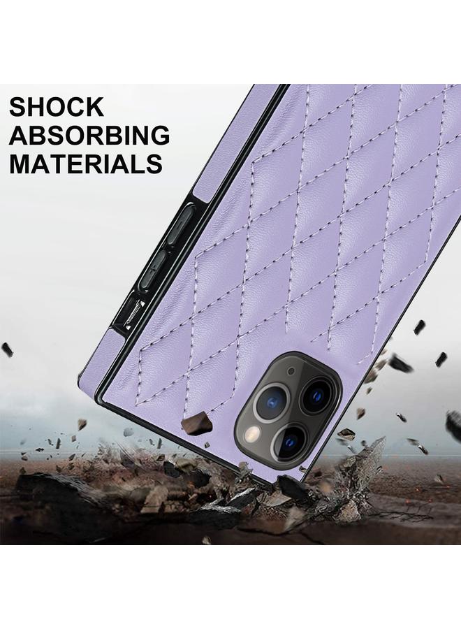 Zaboon Case For iPhone 11 Pro Max Elegant Rhombic Pattern Microfiber Leather +TPU Shockproof Case with Crossbody Strap Chain - Image 5