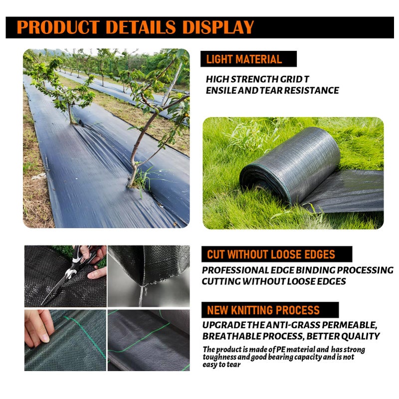 JOYSWAN 3Size Weed Barrier Landscape Fabric Heavy Duty Woven Ground Cover Weed Cloth Geotextile Fabric Driveway Fabric (3x50FT) - Image 5