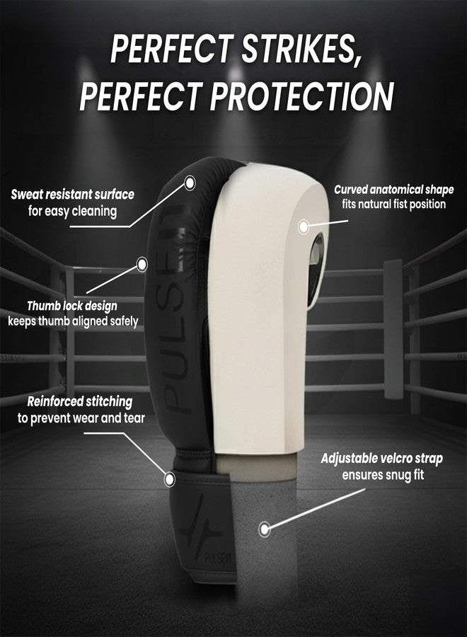 PulseITKnockout Boxing Gloves for Men & Women - Premium PU Leather Training & Sparring Gloves - Kickboxing, Muay Thai & MMA Fitness Gear (Black) - Image 4