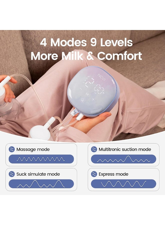 NCVI مضخة ثدي كهربائية مزدوجة NCVI، مضخة ثدي كهربائية 8122 مع 4 أوضاع و 9 مستويات، مضخة رضاعة مع فلنجات 21/24 مم، مضخة حليب قابلة لإعادة الشحن وصامتة للغاية للاستخدام في المنزل والسفر، شاشة تعمل باللمس LED - Image 3