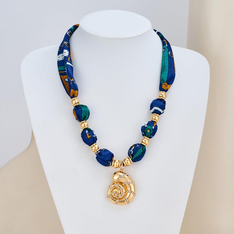 WOWORAMA Shell Scarf Necklace for Women Bandana Necklace with Gold Conch Shell Pendant Necklaces Boho Summer Beach Seashell Choker Necklaces Jewelry - Image 3