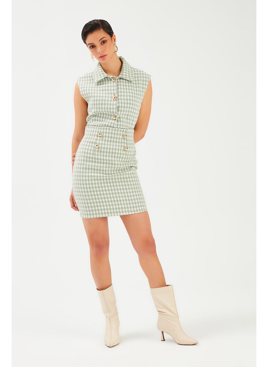 Houndstooth Patterned Mini Skirt - Almond Green - pzsku/Z359E814282A9FDF88C4EZ/45/_/1736324269/8c900b41-f4e1-4073-ab54-bbdcf4ed1d94