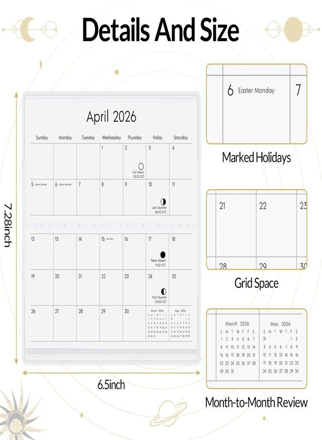 Zuozee Pocket Calendar 2026-2027, Small Pocket Planner 2026 for Purse, Monthly Planner with Pvc Cover, Small Size (3.5" x 6"), From January 2026 - December 2027 - Moon Phase - Image 4