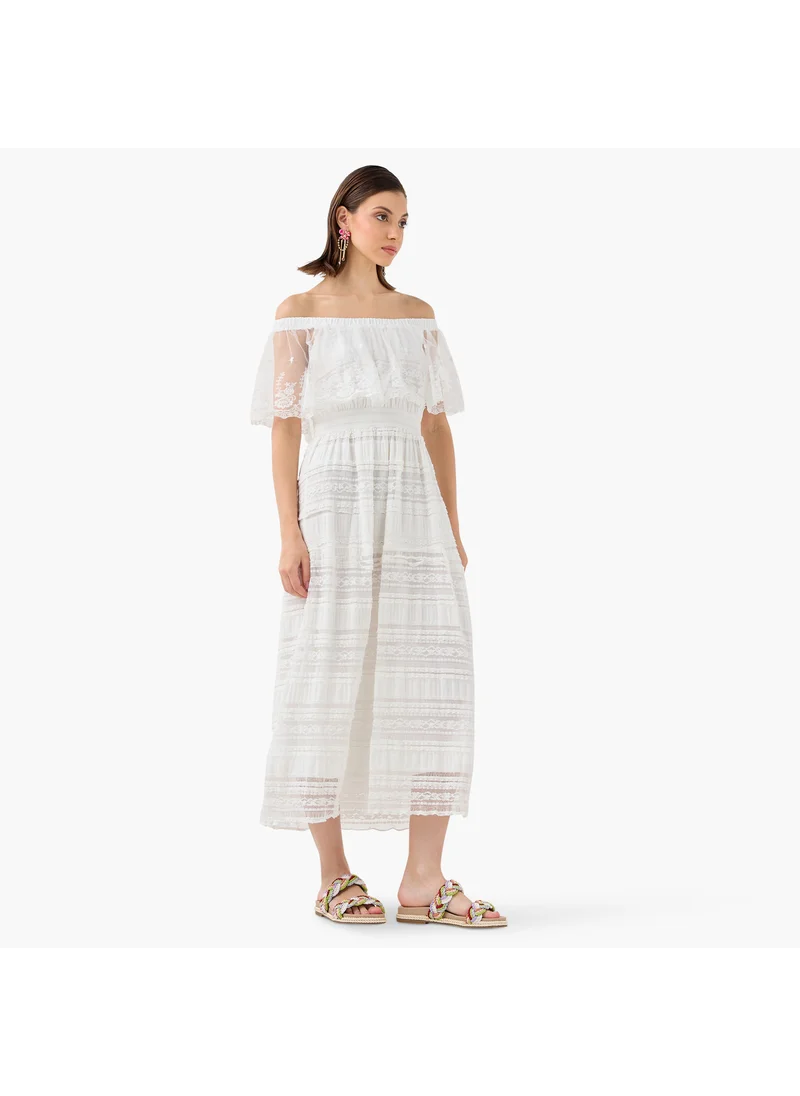 2Xtremz 2Xtremz Embroidered Off Shoulder Dress