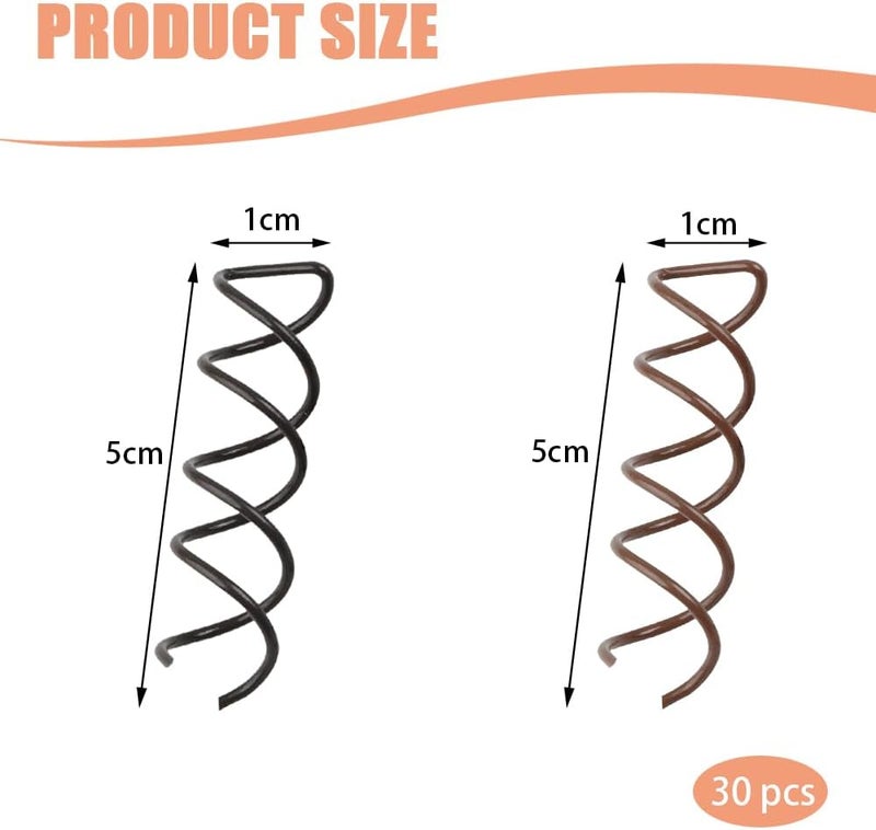 TRKETK Pack of 30 Spiral Hair Clips Spiral Pin Metal Bun Hairpin Spin Clip Spiral Pin for Hair Styling Twist Hair Clips Rounded Hair Clips for DIY Hair Style Girls and Women - Image 2