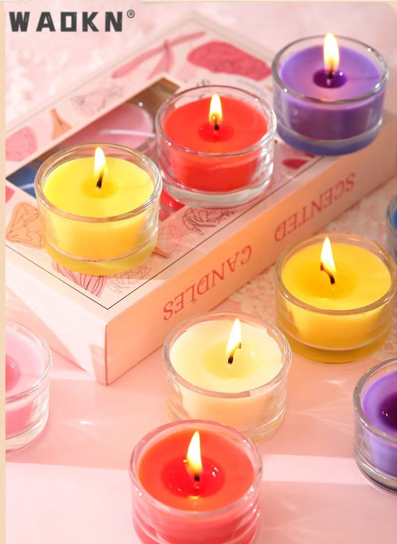 دبليو أيه أو كي أن 6 مجموعة شموع معطرة برائحة الشاي المستديرة ، هدية شمعة معطرة إبداعية ، شموع زجاجية مستديرة رومانسية ، شموع متعددة الألوان طويلة الاحتراق ، اقتراح حزمة الهدايا شموع معطرة لحفلات الزفاف ، احتفالات الذكرى السنوية ، أعياد الميلاد ، ديكور المنزل ، سبا - Image 4