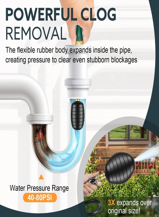 Senshare 3-Pack Drain Bladder Kit, Water-Powered Rubber Drain Cleaning Bladder, Fits 1 to 6 Inch Pipes, Ideal for Clearing Bathroom Sinks, Showers, Swimming Pool Drains, Kitchen Sinks and Main Drains Clogs - Image 3