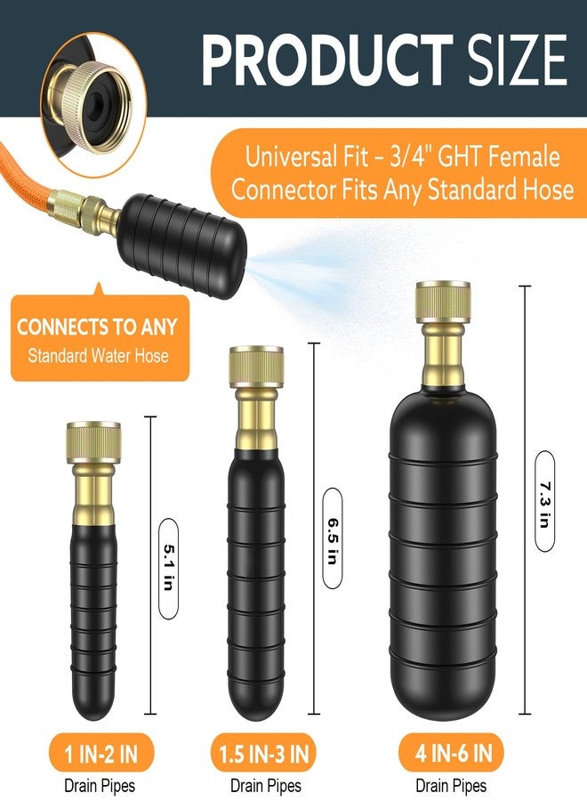 Senshare 3-Pack Drain Bladder Kit, Water-Powered Rubber Drain Cleaning Bladder, Fits 1 to 6 Inch Pipes, Ideal for Clearing Bathroom Sinks, Showers, Swimming Pool Drains, Kitchen Sinks and Main Drains Clogs - Image 4