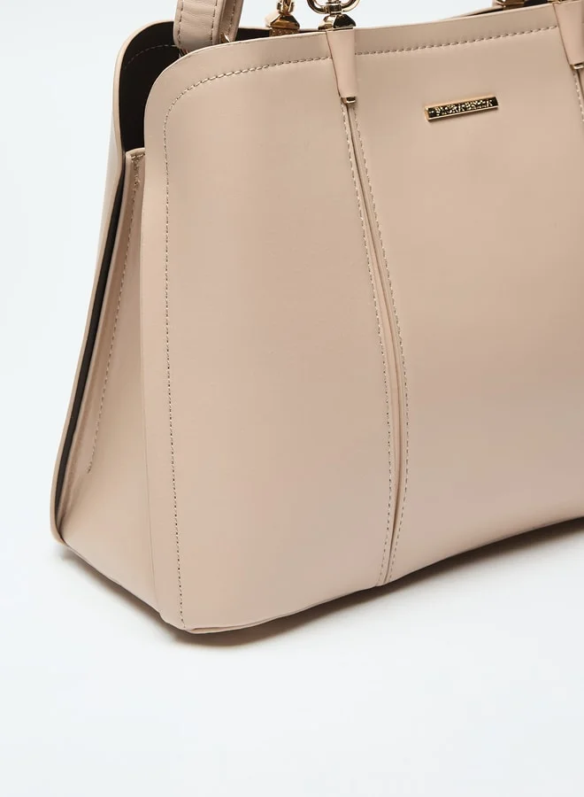 Flora Bella By Shoexpress Solid Tote Bag with Detachable Handle and Zip Closure