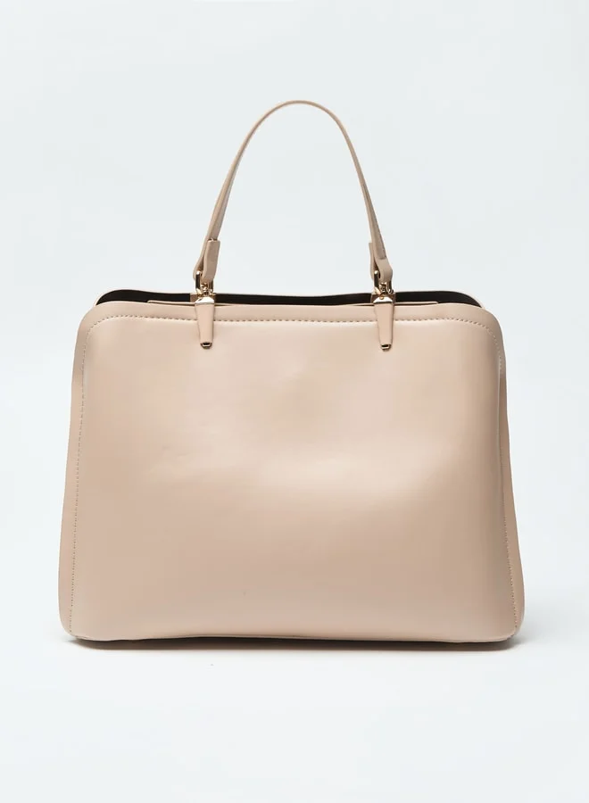 Flora Bella By Shoexpress Solid Tote Bag with Detachable Handle and Zip Closure