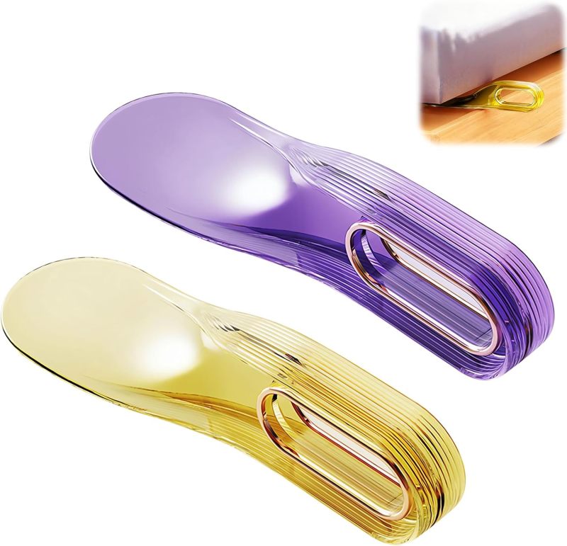 Mattress Lifter 2-Pack Yellow Purple 2-In-1 Design Ergonomic Curved Handle - Effortless Wedge Insertion Durable ABS Material Bed Sheet Tool for Solo Bed Making Bedroom Use - Image 2
