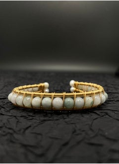 General 925 Silver Plated 18K Gold Wire Winding Natural Chalcedony/HandMade Original Bracelet  - Image 2