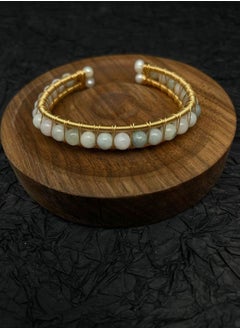 General 925 Silver Plated 18K Gold Wire Winding Natural Chalcedony/HandMade Original Bracelet  - Image 3