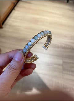General 925 Silver Plated 18K Gold Wire Winding Natural Chalcedony/HandMade Original Bracelet  - Image 4