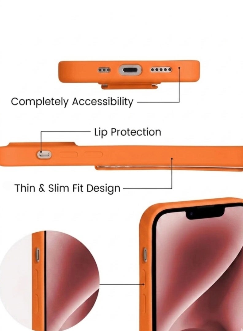 iPhone 15 Pro Silicone Case with Grip Strap & Kickstand Soft Design Cover For iPhone 15 Pro Vertical & Horizontal Stand Full Camera Protection Case For iPhone 15 Pro 6.1-inch - Image 4