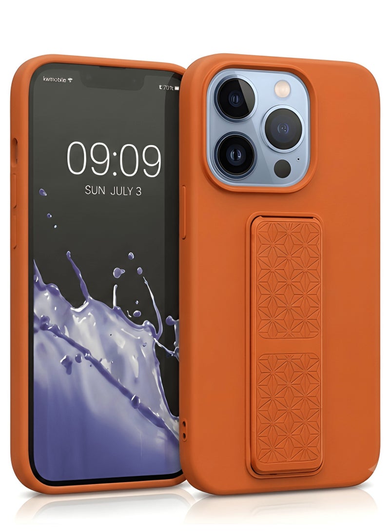 iPhone 15 Pro Silicone Case with Grip Strap & Kickstand Soft Design Cover For iPhone 15 Pro Vertical & Horizontal Stand Full Camera Protection Case For iPhone 15 Pro 6.1-inch - Image 1