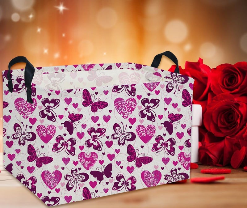 DDBASKET Rectangular Valentine's Day Baskets,Heart Basket,Butterfly Girls Basket Kids Storage Bin Love Room Decor for Home.(Butterfly Love) - Image 5