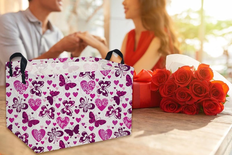 DDBASKET Rectangular Valentine's Day Baskets,Heart Basket,Butterfly Girls Basket Kids Storage Bin Love Room Decor for Home.(Butterfly Love) - Image 3