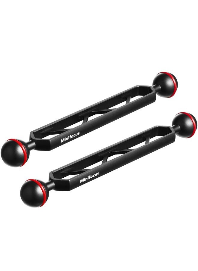 MINIFOCUS ذراع تمديد مزدوج من الألمنيوم 8 بوصات، موصل رأس كروي 1 بوصة لنظام ذراع CNC تحت الماء، تمديد رأس كروي للضوء الفلاش/فيديو/صندوق كاميرا الغوص، مقاوم للماء ومضاد للصدأ (عبوة 2) - Image 1