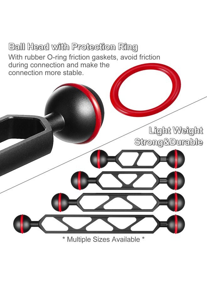 MINIFOCUS ذراع تمديد مزدوج من الألمنيوم 8 بوصات، موصل رأس كروي 1 بوصة لنظام ذراع CNC تحت الماء، تمديد رأس كروي للضوء الفلاش/فيديو/صندوق كاميرا الغوص، مقاوم للماء ومضاد للصدأ (عبوة 2) - Image 2
