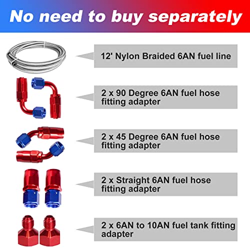 Dexepe Universal 5 Gallon 20L Fuel Cell Polished Aluminum Fuel Tank with Cap/Level Sender/12FT Oil Feed Line Black - Image 5