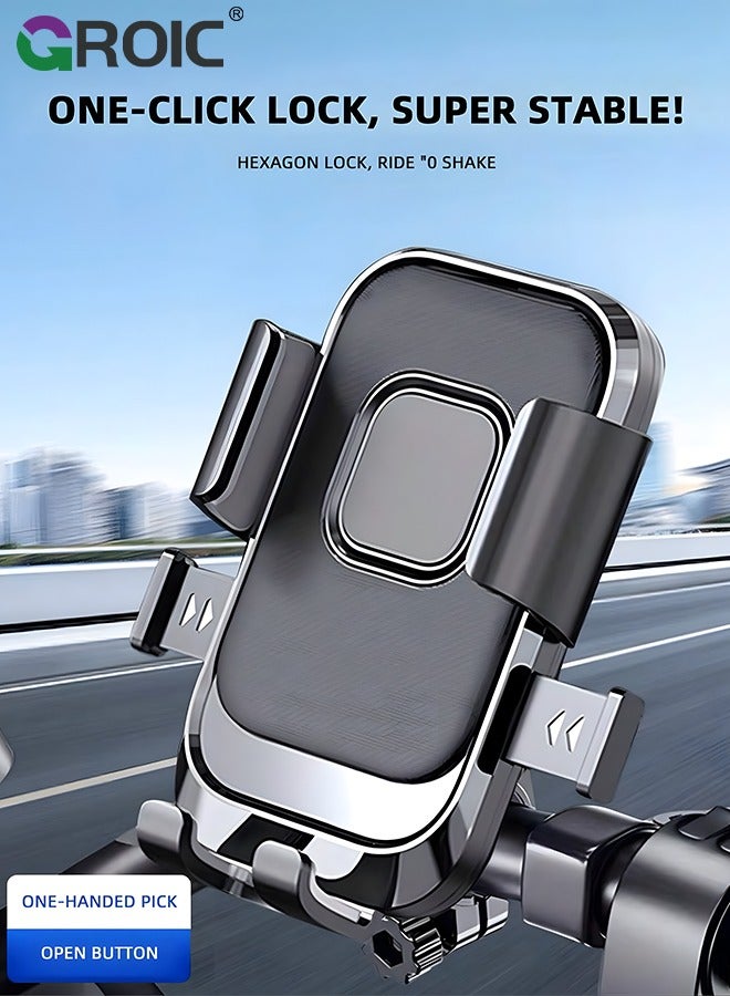 GROIC Bike Holder, Motorcycle Phone Handlebar Mount Universal 360° Rotatable Bicycle Motorcycle Scooter Bike Accessories Clip for iPhone 15/14 Pro Max/X/XS, Galaxy S10 and 4.7"- 7.2" Cellphone  - Image 2