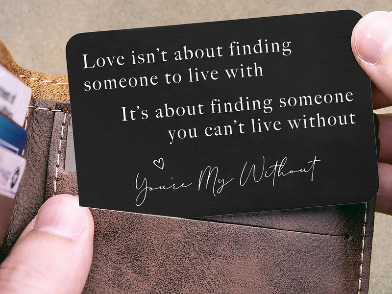 FYSIA Valentineâ€™s Day Gift for Boyfriend Husband Hubby FiancÃ© From Girlfriend Wife-Sentimental Engraved Wallet Insert Card Decor -Love Isn't About Finding Someone-Wedding Christmas Birthday Gifts for Men - Image 5