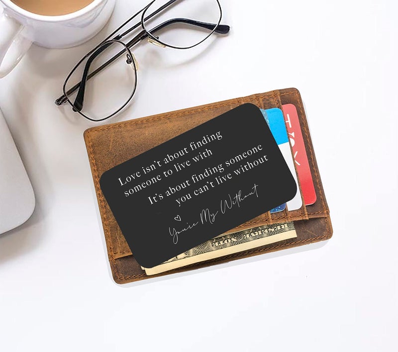 FYSIA Valentineâ€™s Day Gift for Boyfriend Husband Hubby FiancÃ© From Girlfriend Wife-Sentimental Engraved Wallet Insert Card Decor -Love Isn't About Finding Someone-Wedding Christmas Birthday Gifts for Men - Image 4