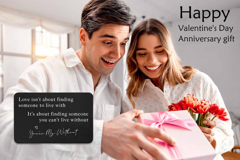 FYSIA Valentineâ€™s Day Gift for Boyfriend Husband Hubby FiancÃ© From Girlfriend Wife-Sentimental Engraved Wallet Insert Card Decor -Love Isn't About Finding Someone-Wedding Christmas Birthday Gifts for Men - Image 3