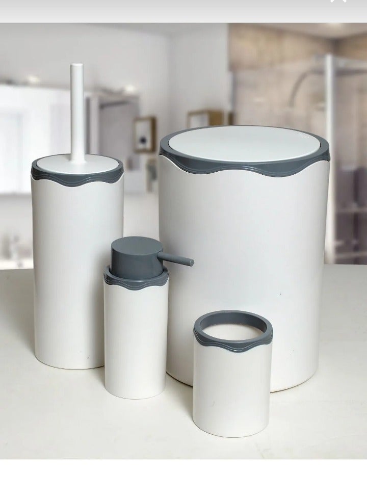 10LOVE Turkish bath set, 5 pieces, white/grey