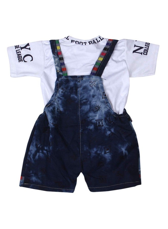 FASHION GRAB Dungaree for Baby Boys & Baby Girls Printed Denim With Front Pocket - Image 2