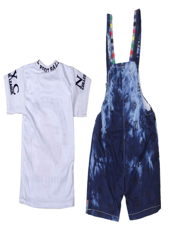 FASHION GRAB Dungaree for Baby Boys & Baby Girls Printed Denim With Front Pocket - Image 4