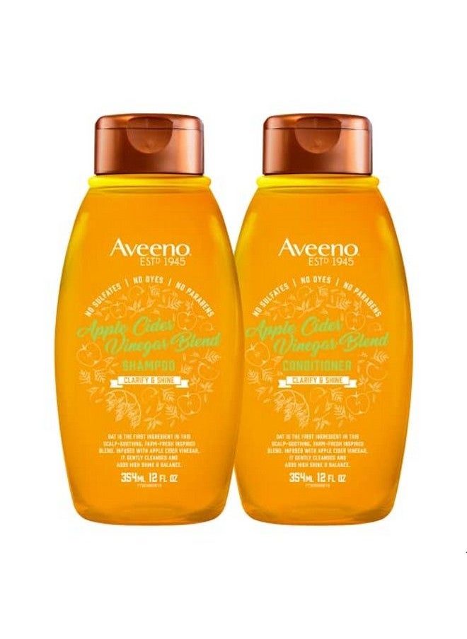 Aveeno Apple Cider Vinegar Shampoo + Conditioner For Balance & High Shine Daily Clarifying & Soothing Scalp Shampoo For Oily Or Dull Hair Paraben & Dyefree 12 Fl Oz  - Image 1