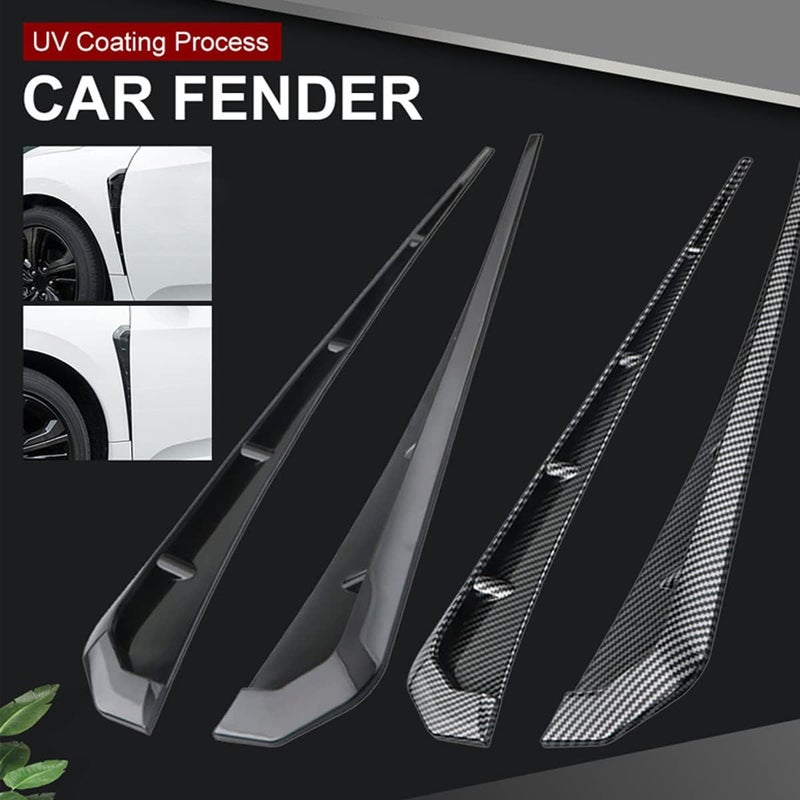 JNNJ 2PCS Car Fender Side Vents, Carbon Fiber Spoiler Body Decoration Cover, PET Fender Decorative Sticker Trim, Air Flow Intake Hole Grille, Auto Exterior Accessories for Most Cars(Black) - Image 3