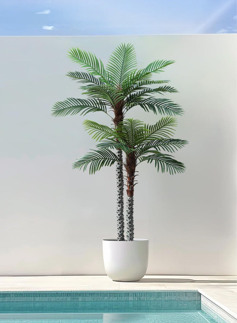 زفيزفيا نخلة صناعية طويلة 240سم مقاومة للأشعة فوق البنفسجية - للديكور الداخلي والخارجي، بجذع وأوراق واقعية للمنزل والمكتب والحديقة - Image 1