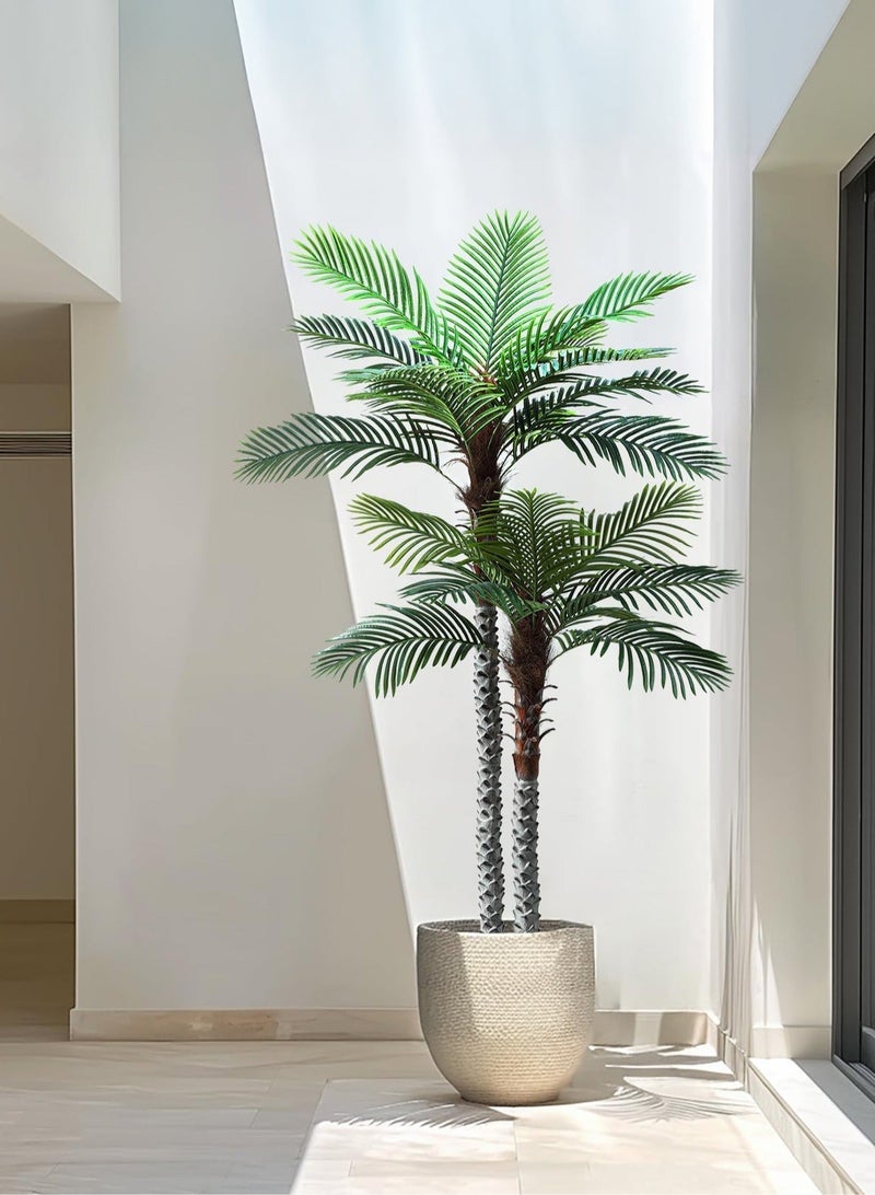 زفيزفيا نخلة صناعية طويلة 240سم مقاومة للأشعة فوق البنفسجية - للديكور الداخلي والخارجي، بجذع وأوراق واقعية للمنزل والمكتب والحديقة - Image 4