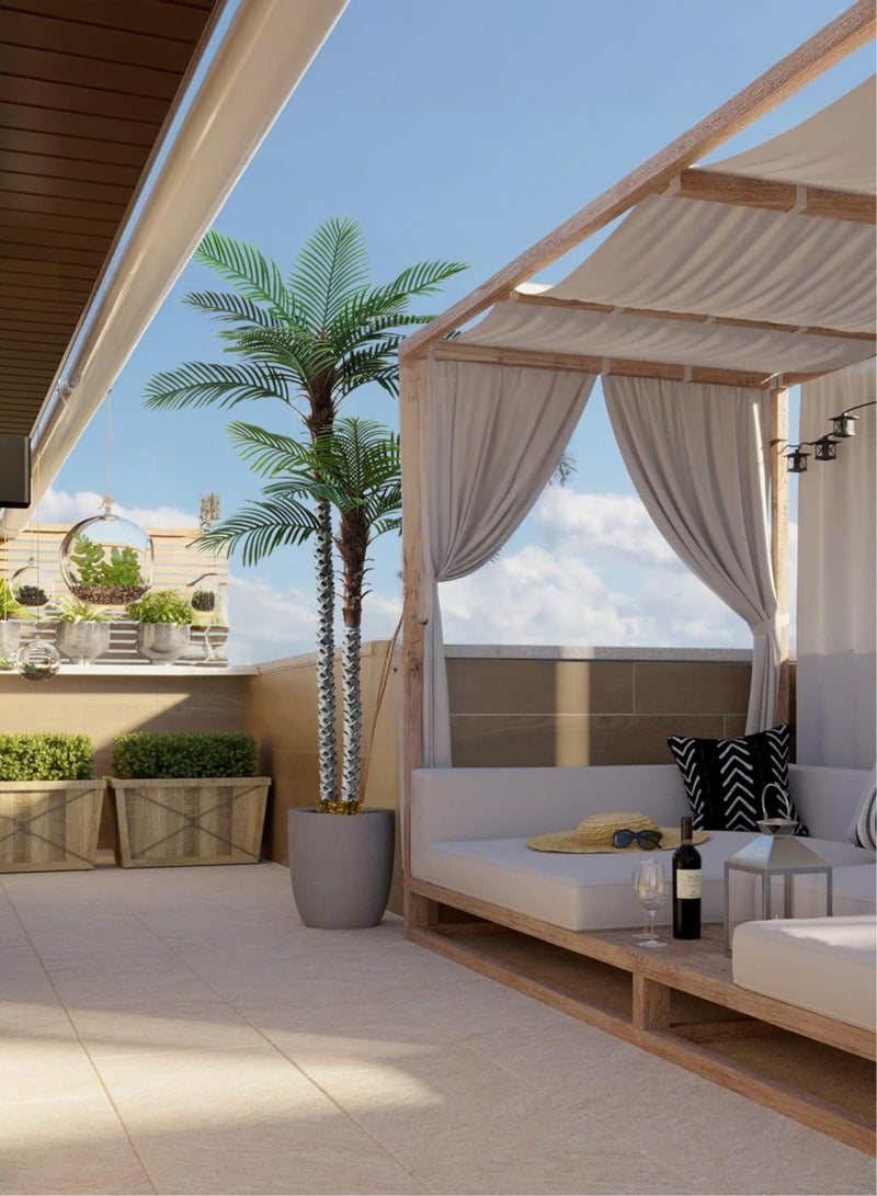 زفيزفيا نخلة صناعية طويلة 240سم مقاومة للأشعة فوق البنفسجية - للديكور الداخلي والخارجي، بجذع وأوراق واقعية للمنزل والمكتب والحديقة - Image 2